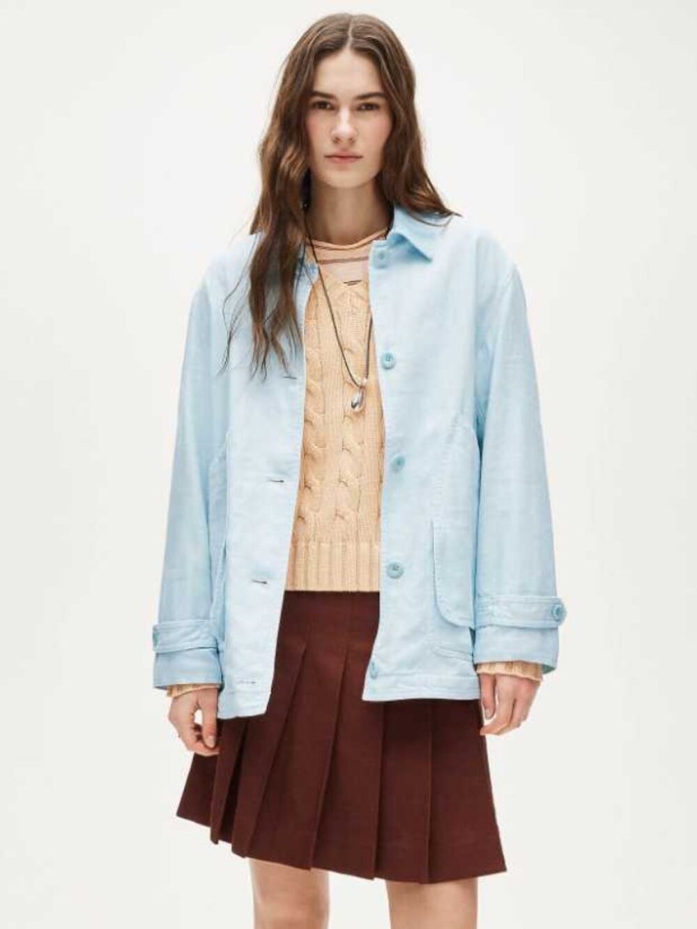 New L J.Crew Barn Jacket in linen blend in Midday Skies blue